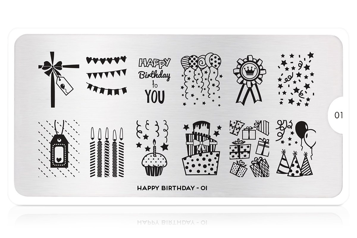 Moyou-London Schablone Happy Birthday 01 - Pretty Nail Shop 24 mit Happy Birthday Schablone