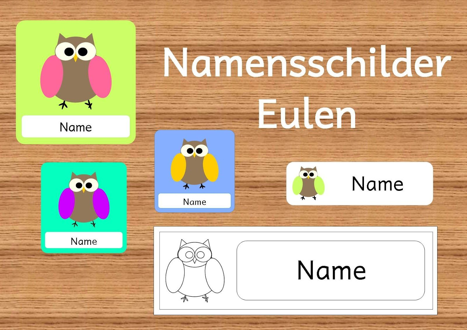 Namensschilder Eulen | Namensschilder, Grundschulklasse mit Namensschilder Grundschule Vorlagen