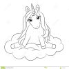 Nettes Einhornbaby, Sitzend Auf Wolke, Entwurfszeichnung über Einhornbaby