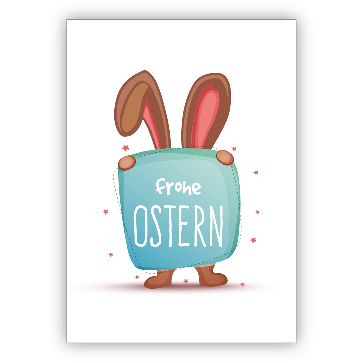 Niedliche Osterkarte Mit Osterhäschen, Das Wünscht &quot;frohe Ostern&quot; innen Oster Karte