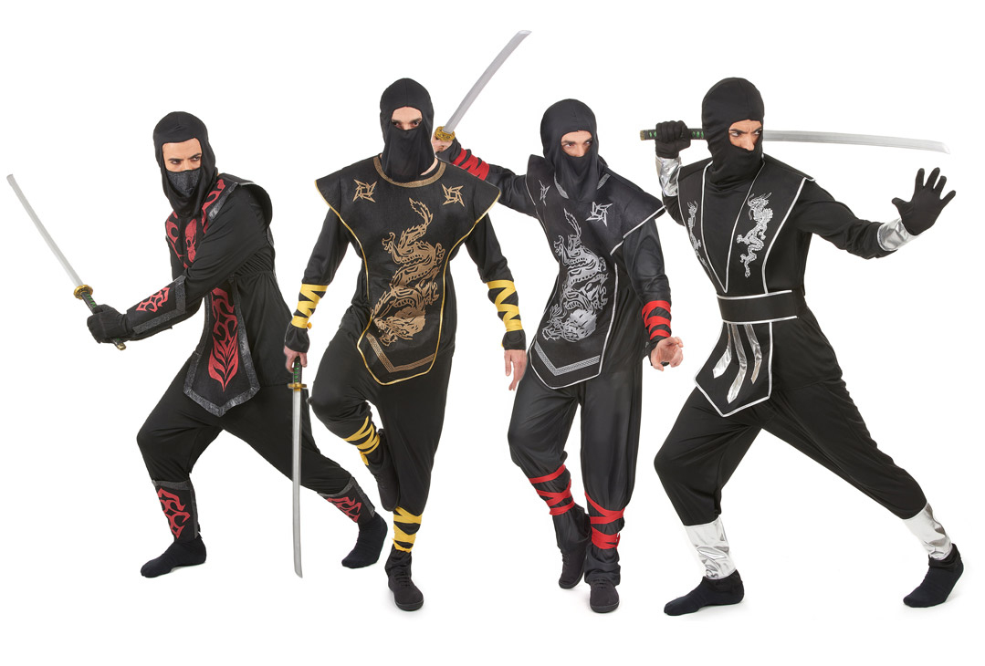 Ninja-Gruppenkostüm Für Erwachsene Halloween-Kostüm Schwarz-Bunt verwandt mit Halloween Kostüme Selber Machen Erwachsene