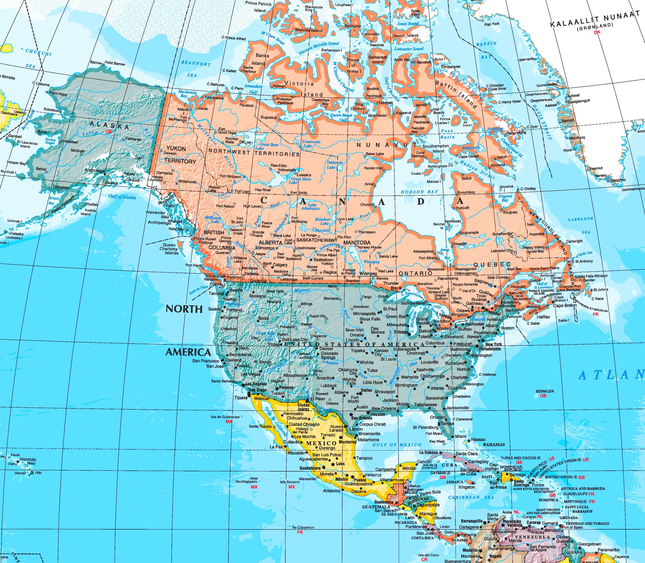 Nordamerika Karte Mit Städten bestimmt für Nordamerika Karte Mit Staaten Städte