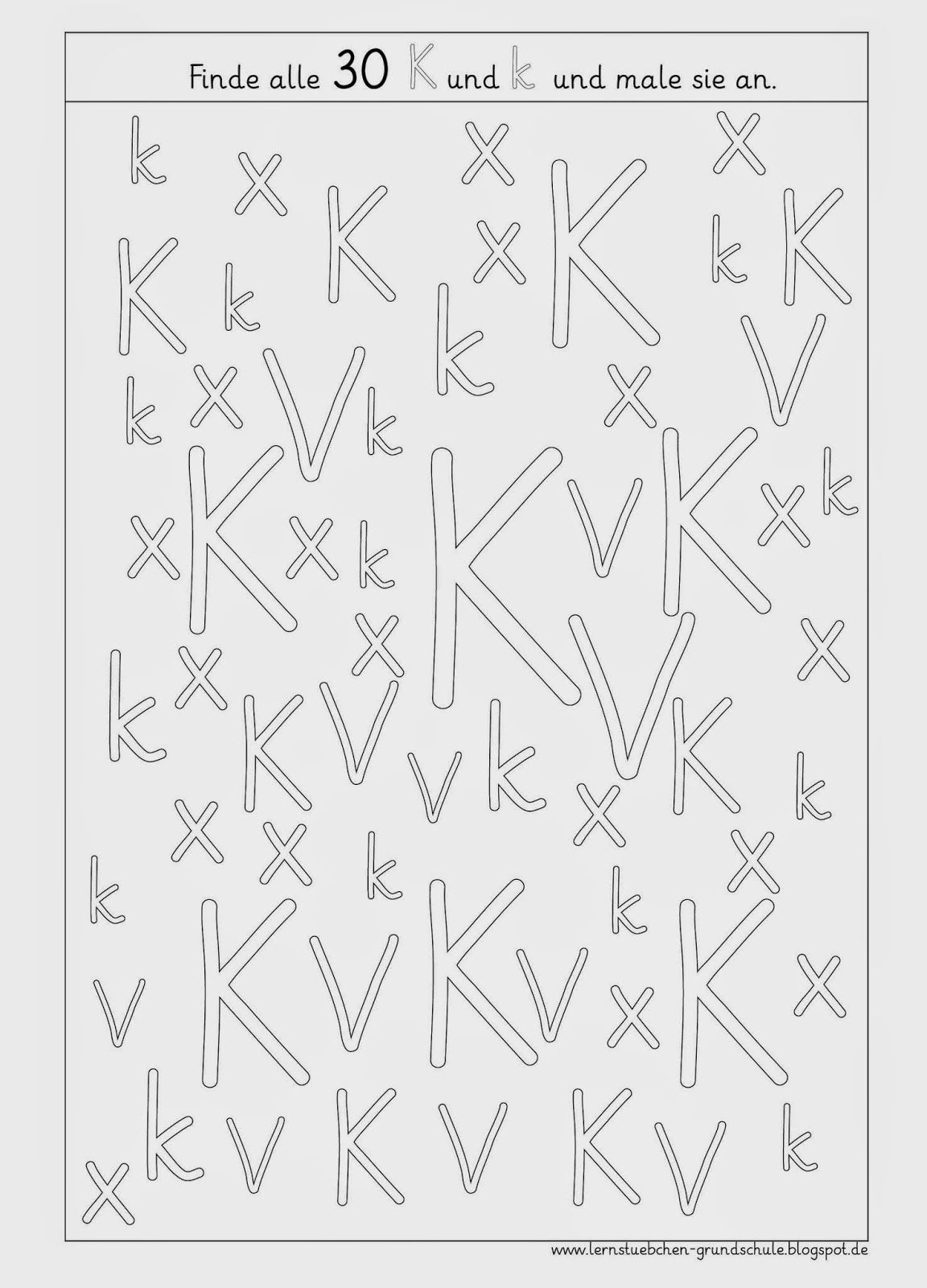 Optische Anayse K - K | Grundschule, Druckschrift mit Buchstabeneinführung K