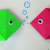 Origami Fish. Fold A Fish With Paper. Easy Paper Fish ganzes Basteln Grundschule