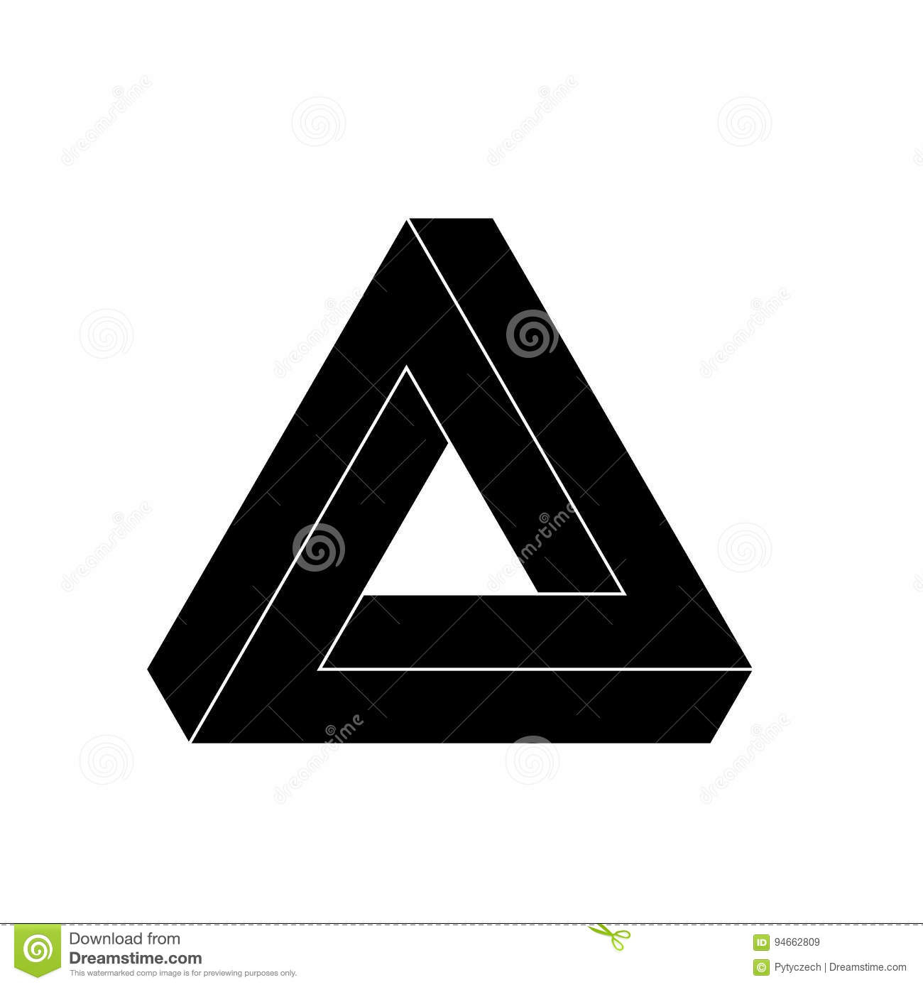 Penrose-Dreieckikone Geometrische Optische Täuschung Des bestimmt für Optische Illusion Dreieck