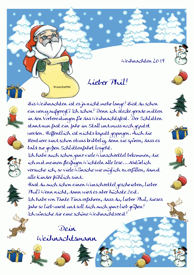 Personalisieter Brief Vom Weihnachtsmann Für Ihr Kind bestimmt für Brief Vom Nikolaus Vorlage