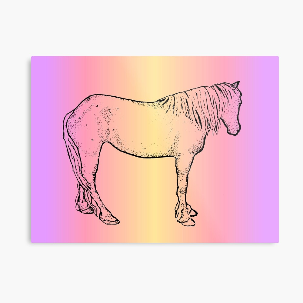 Pferdezeichnung Mit Farbigem Hintergrund, Stehendes Pferd verwandt mit Umrisszeichnung Pferd