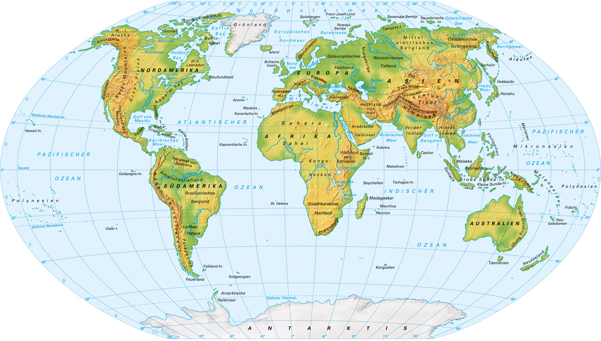 Physische Karten bei Länder Der Erde Karte