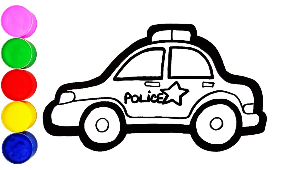 Police Car Drawing And Coloring For Kids Learn Colors In German bei Polizeiauto Malen