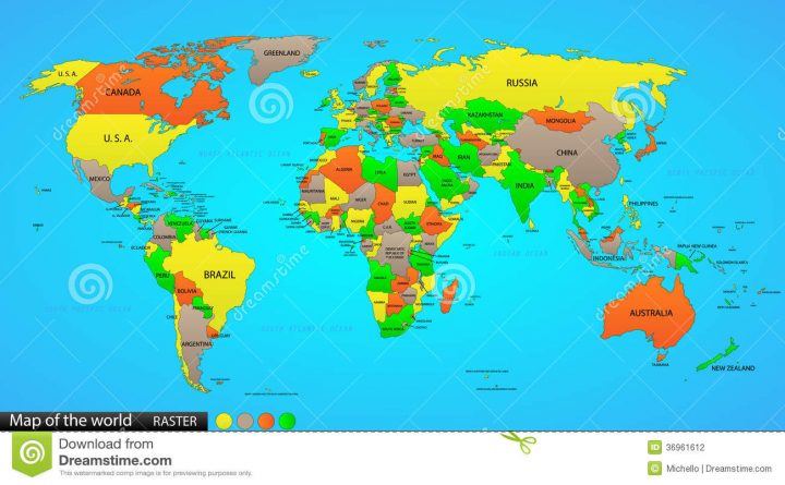 Politische Karte  Der Welt  Vektor Abbildung Illustration 