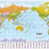 Politische Weltkarte Pazifik Zentriert Mit Flaggen Deutsch 135 X 95Cm für Weltkarte Länder Beschriftet