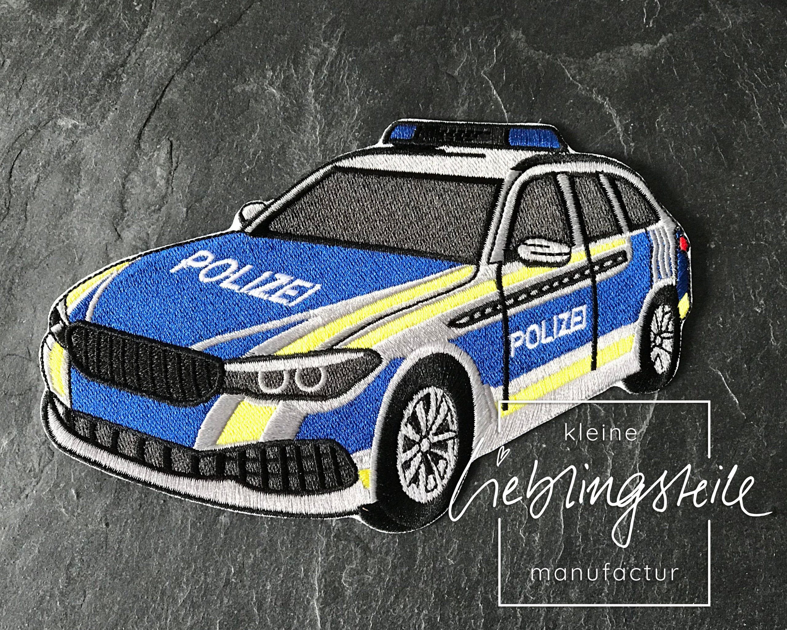 Polizei Polizeiauto Aufnäher Bügelbild Aufbügler (Mit ganzes Bilder Polizeiauto