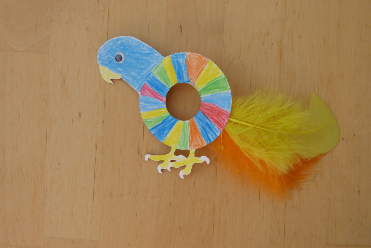 Pompon-Papagei – Bastel-Anleitung ~ Partiesserie verwandt mit Papagei Basteln Mit Kindern