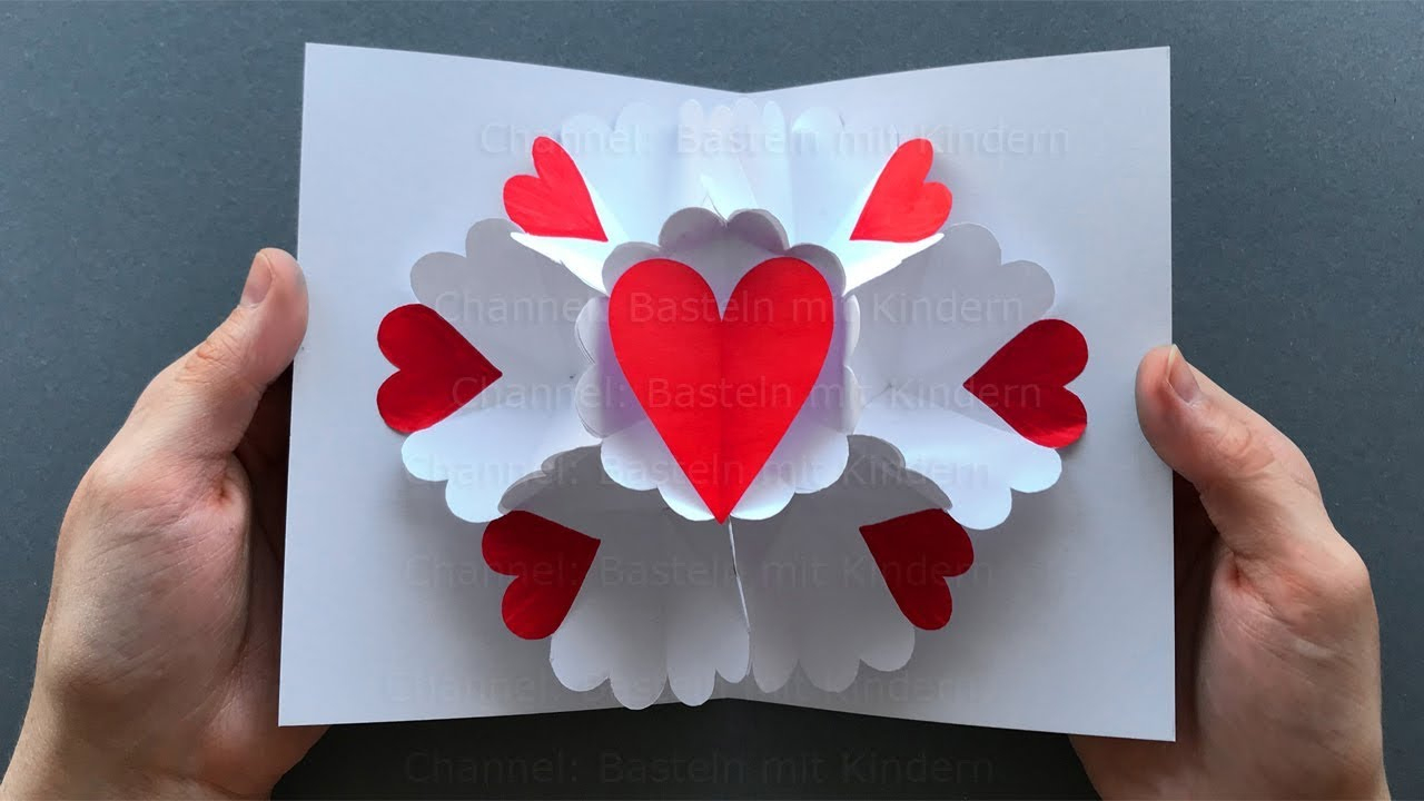 Pop Up Card: Heart ❤ Pop Up Card Mother's Day - Diy Mother's Day Gift in Geburtstagsgeschenk Basteln Mit Kindern