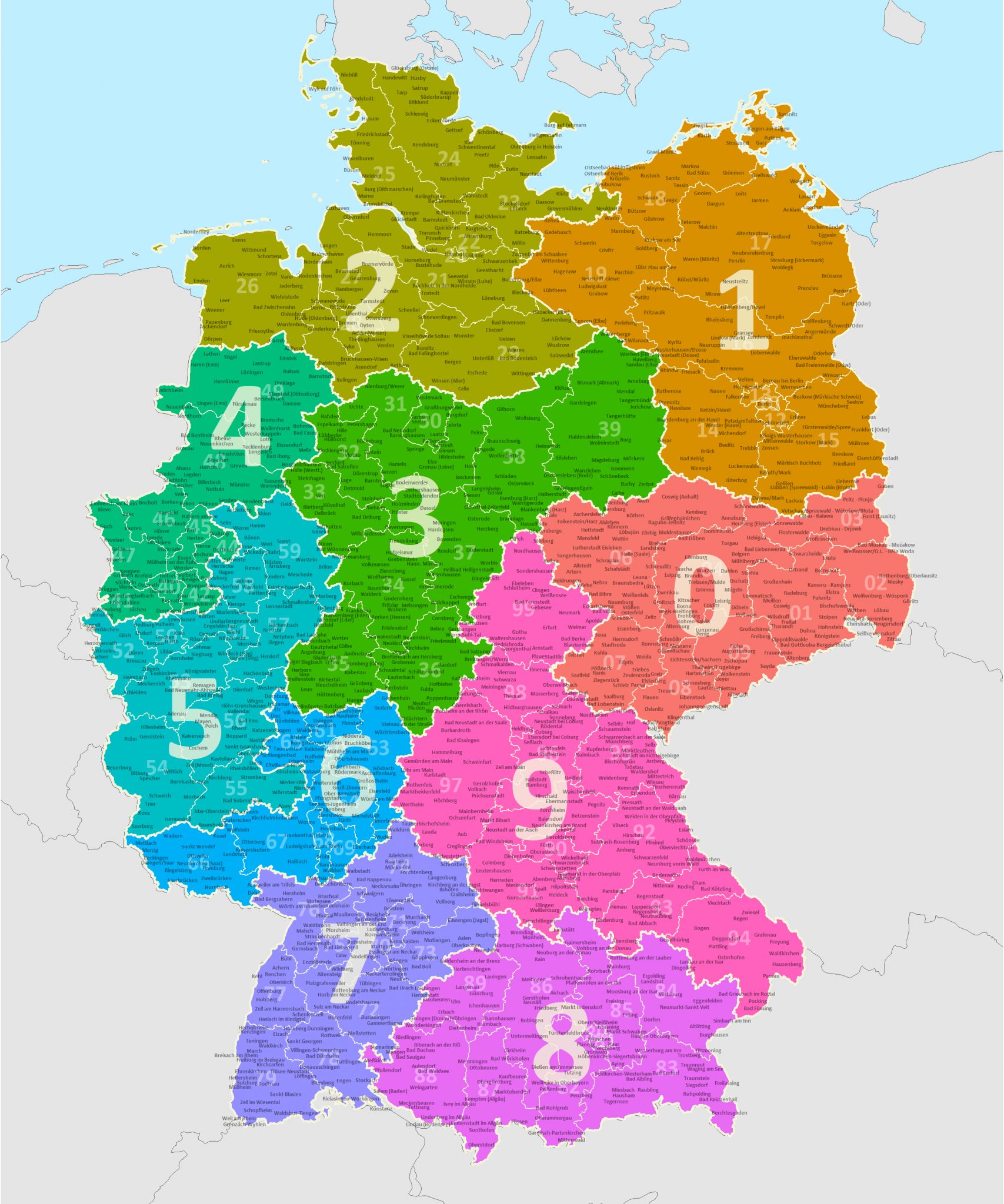 Postleitzahlen Deutschland für Bundesländer Deutschland Karte Städte
