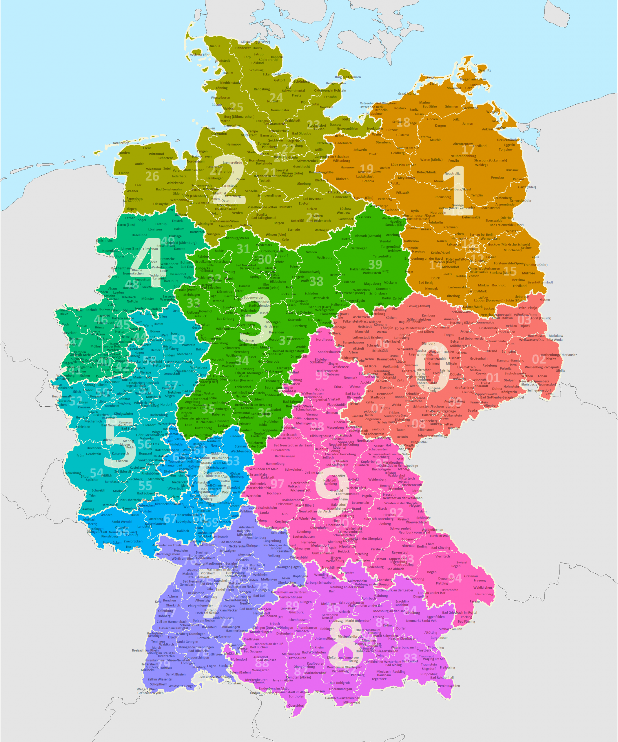 Postleitzahlen Deutschland über Karte Deutschland Bundesländer Städte