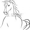Pour Entrainement Dessin À La Douille - Silhouette Cheval ganzes Umrisszeichnung Pferd