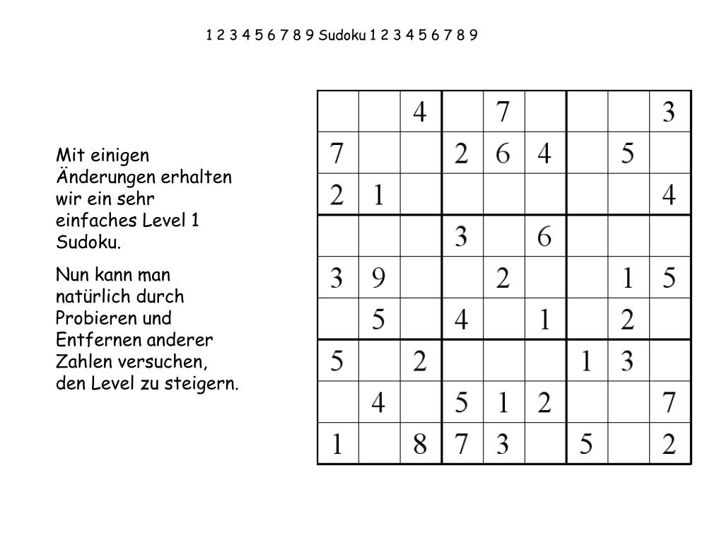 Ppt - 1 2 3 4 5 6 7 8 9 Sudoku 1 2 3 4 5 6 7 8 9 Powerpoint in Sudoku Sehr Schwierig