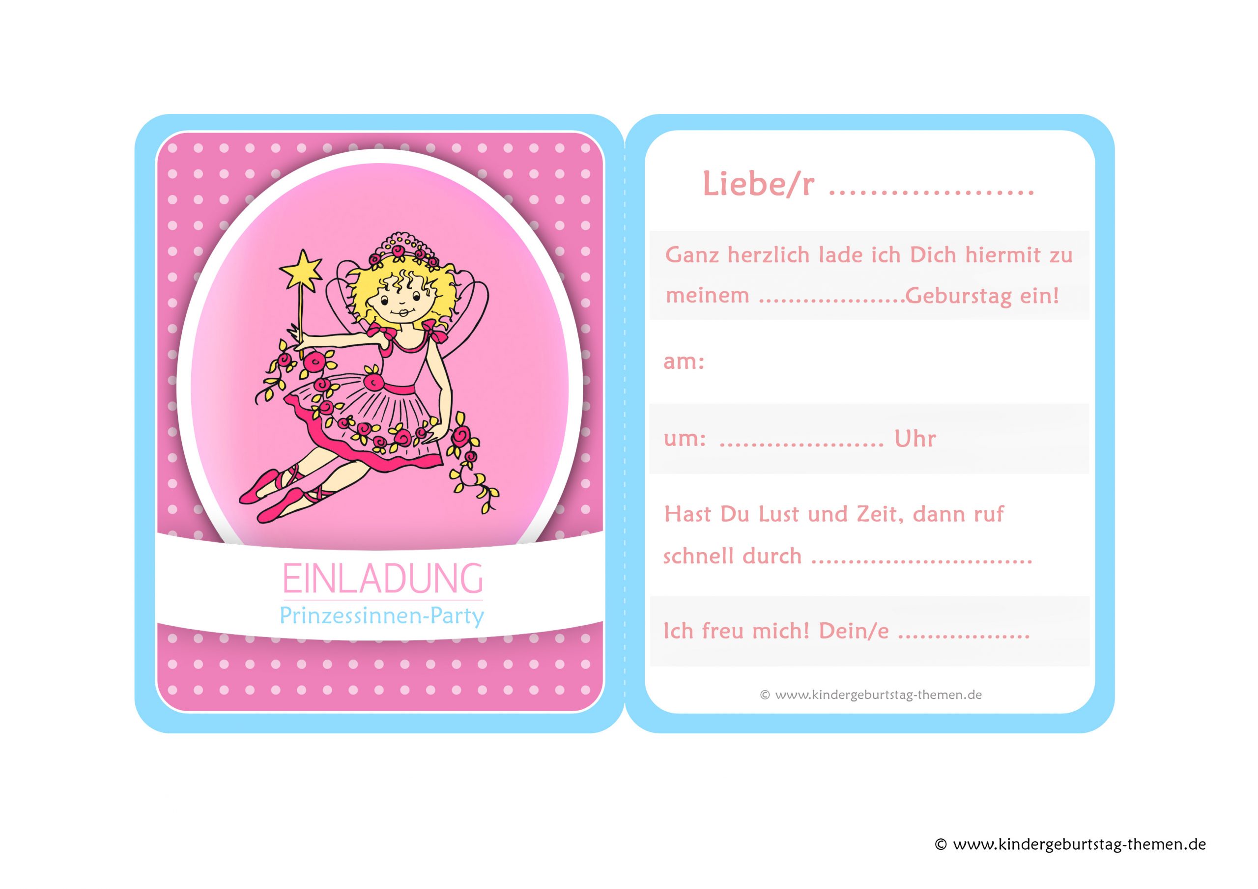 Prinzessin Einladung: Vier Kostenlose Vorlagen Zum Ausdrucken bei Geburtstagskarten Vorlagen Zum Ausdrucken