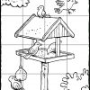 Puzzle 16 Teile - Ein Vogelhaus Mit Vögeln - Kiddimalseite innen Puzzle Zum Ausdrucken