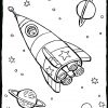Rakete Im Weltraum - Kiddimalseite in Ausmalbild Rakete
