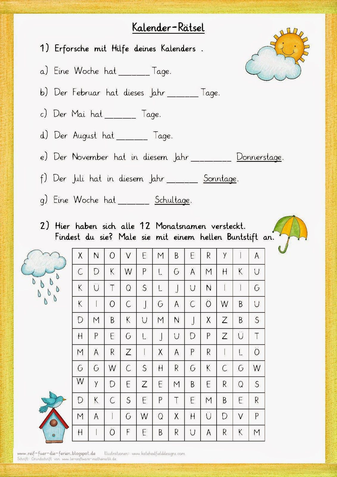 Reif Für Die Ferien | Arbeitsblätter Grundschule ganzes Frühlingsrätsel Kindergartenkinder