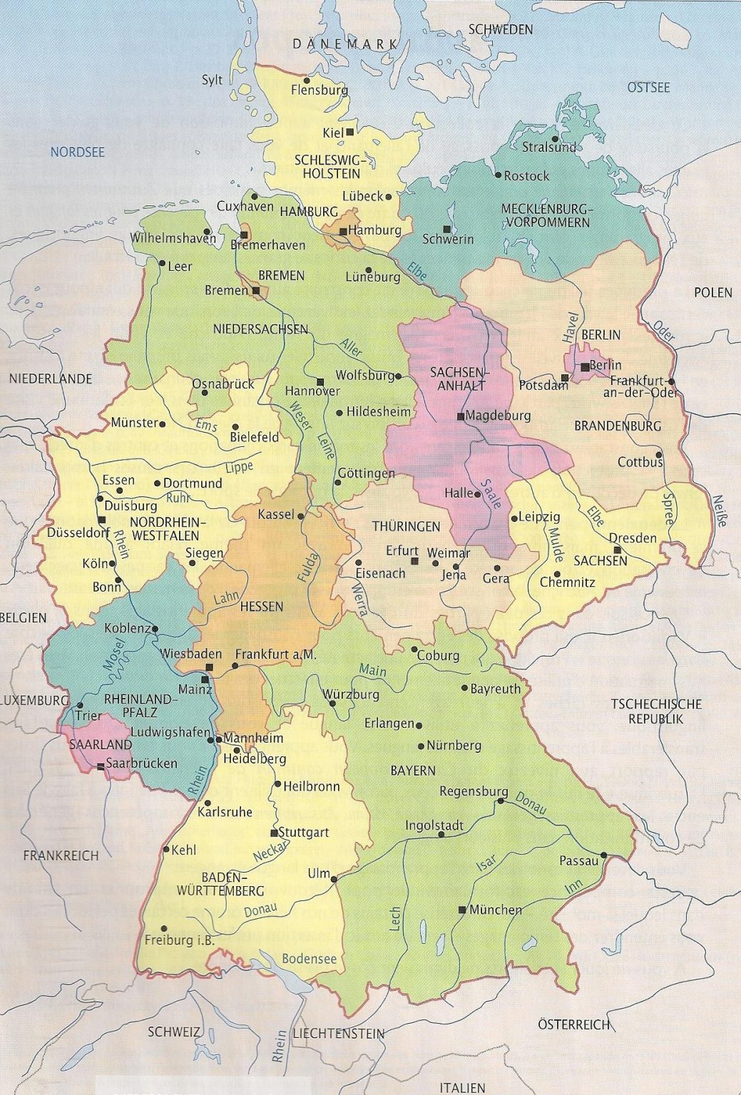 Deutschlandkarte Mit Bundesländern Und Hauptstädten - kinderbilder