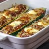 Rezept: Zucchini-Boote Gefüllt Mit Tomaten-Hackfleisch-Soße mit Gefüllte Zucchini Mit Hackfleisch Überbacken