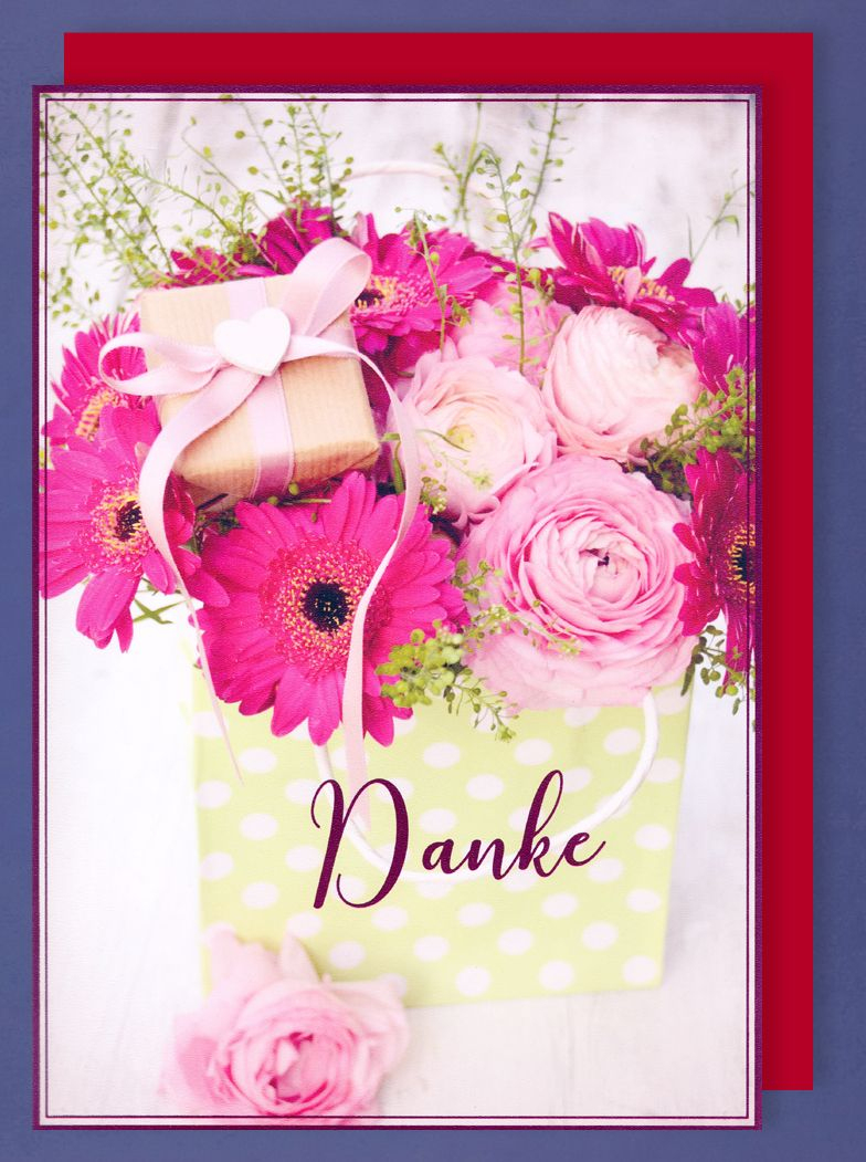 Riesen Karte Danke Grußkarte Foliendruck Blumen Geschenk A4 | Avancarte bei Grusskarten Danke