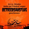 Schaurig Schönes Halloween: Friedhof Wegen Betriebsausflug in Happy Halloween Schriftzug