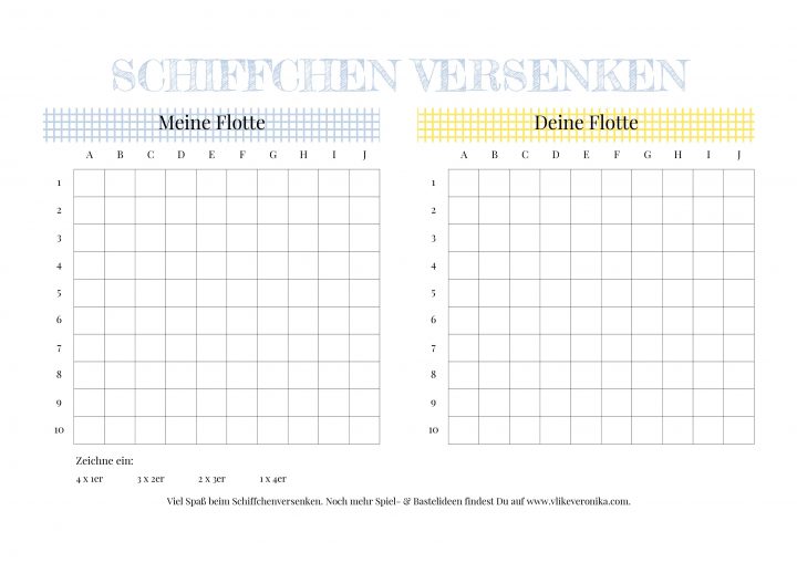 Schiffchen Versenken | Regeln, Varianten &amp; Vorlage mit Schiffchen Versenken