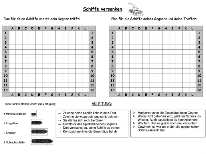 Schiffe Versenken - Pdf Vorlage Download – Kostenlos – Chip bei Vordruck Schiffe Versenken