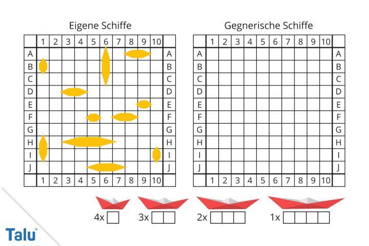 Schiffe Versenken - Vorlage Zum Ausdrucken &amp; Regeln - Talu.de in Schiffe Versenken 3