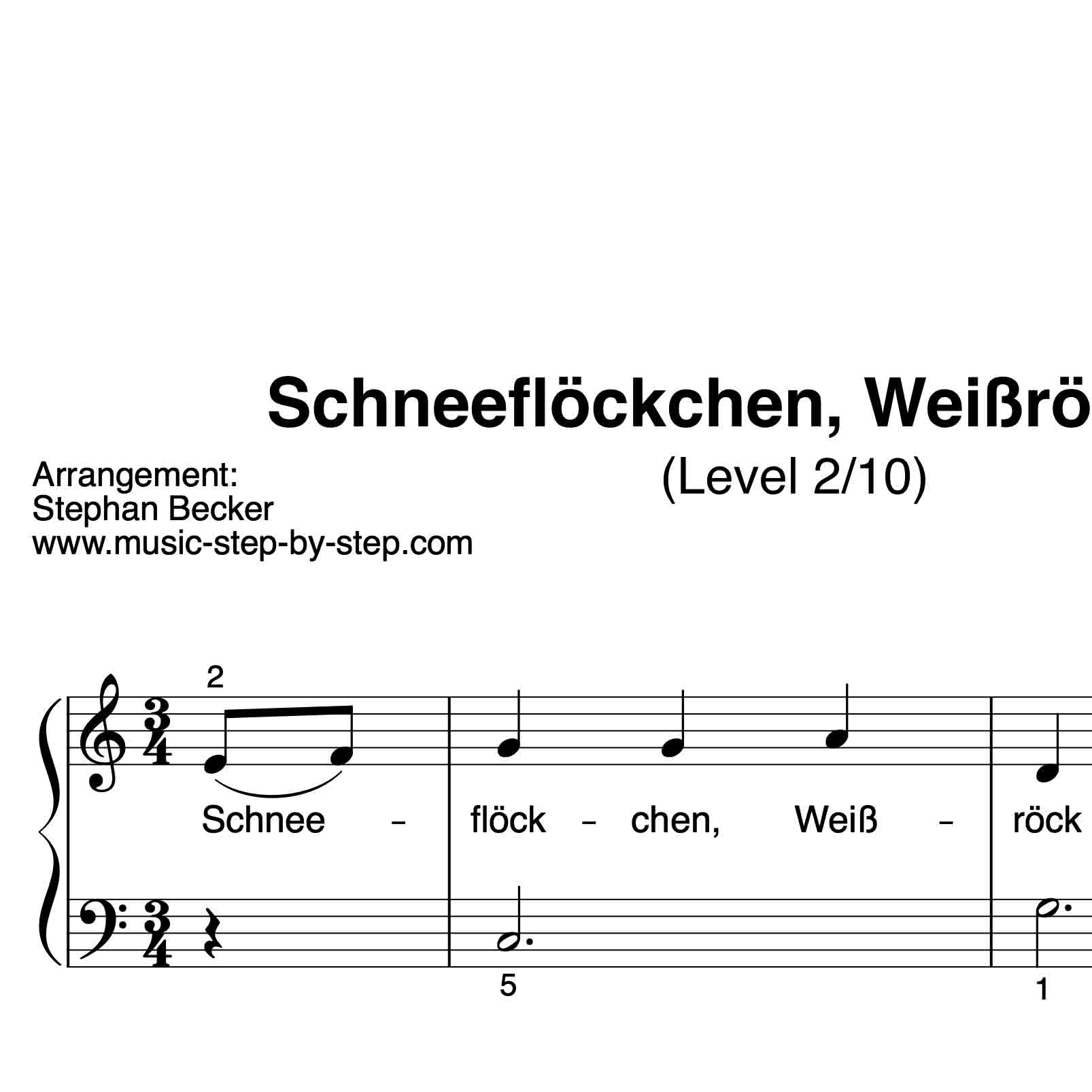 &quot;schneeflöckchen, Weißröckchen&quot; Für Klavier (Level 2/10) | Inkl. Aufnahme  Und Text mit Schneeflöckchen Weißröckchen Noten Klavier