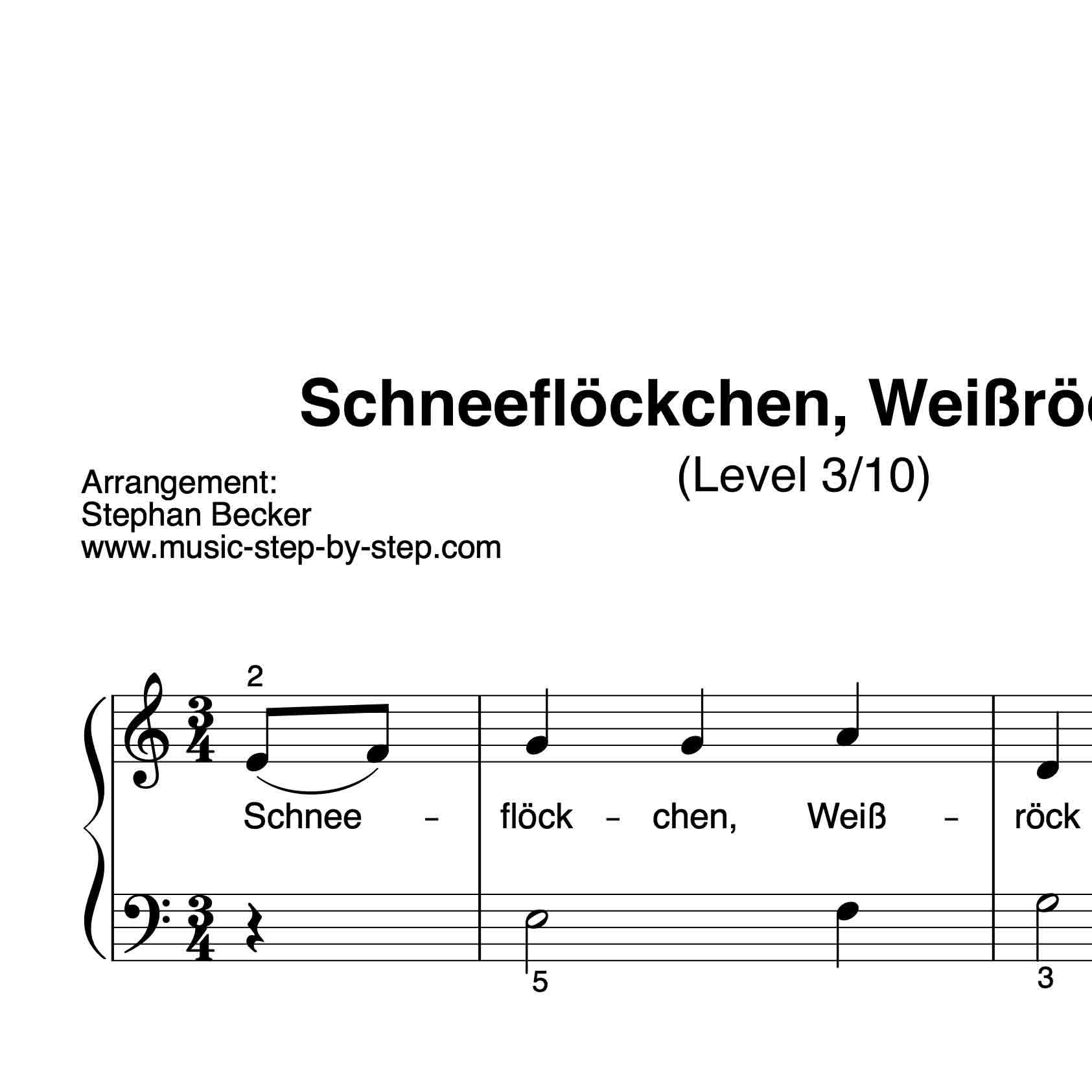 &quot;schneeflöckchen, Weißröckchen&quot; Für Klavier (Level 3/10) | Inkl. Aufnahme  Und Text innen Schneeflöckchen Weißröckchen Noten Klavier