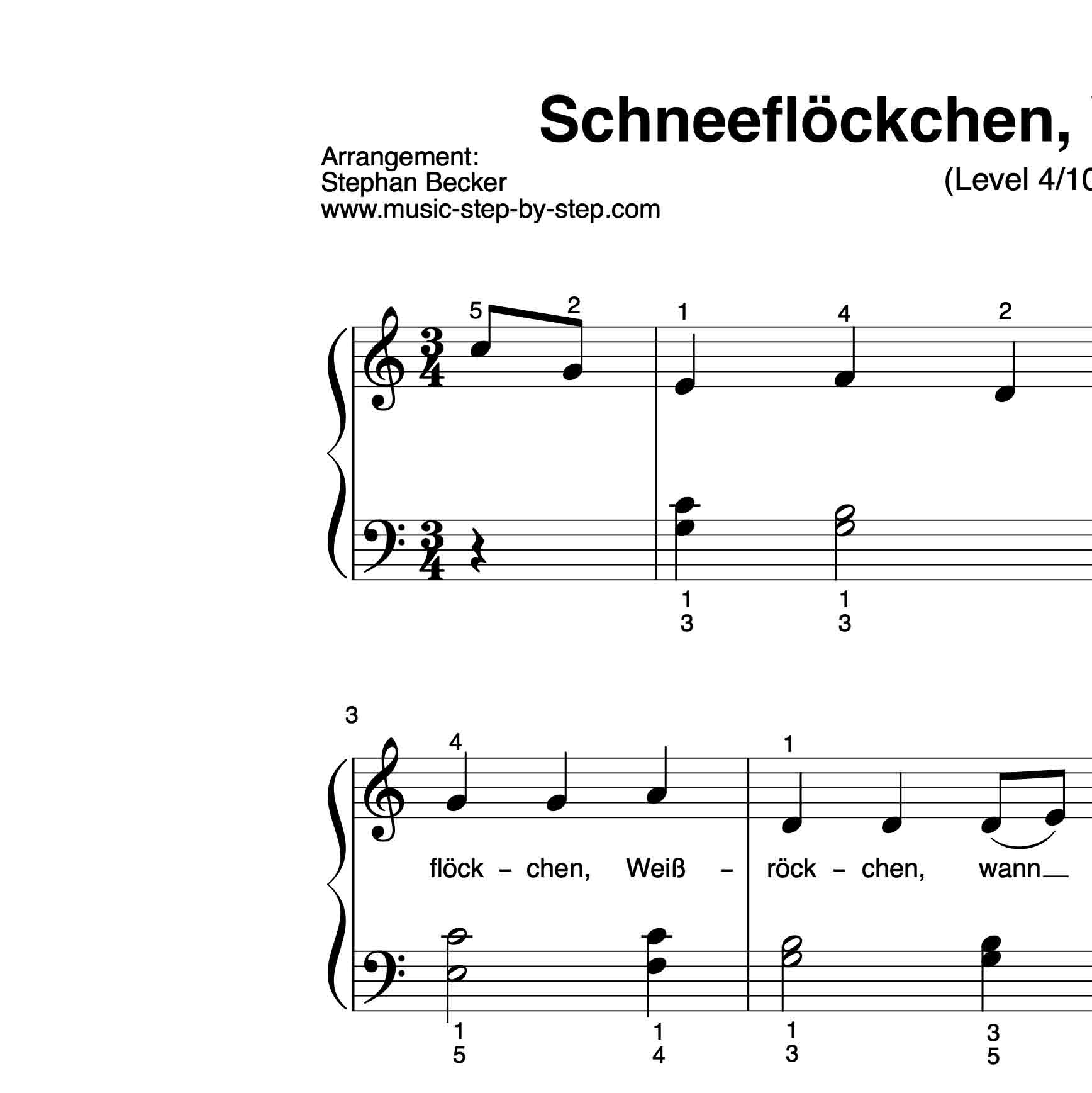 “Schneeflöckchen, Weißröckchen” Für Klavier (Level 4/10) | Inkl. Aufnahme  Und Text über Schneeflöckchen Weißröckchen Noten Klavier