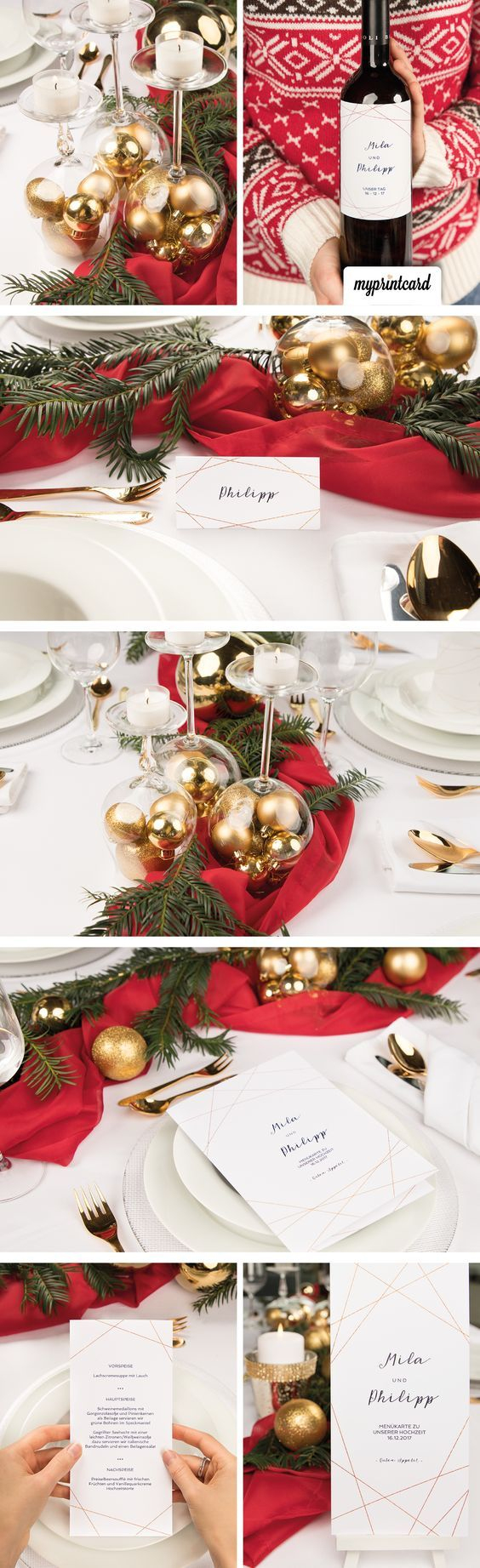 Schnelle Tischdeko Zu Weihnachten In Rot Und Gold (Mit ganzes Ideen Für Weihnachtstischdeko Anleitung