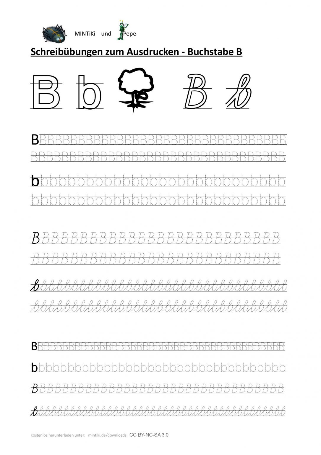 Schreibübung, Buchstabe B, Druckbuchstaben Ganzes Schreibübungen 1 ...