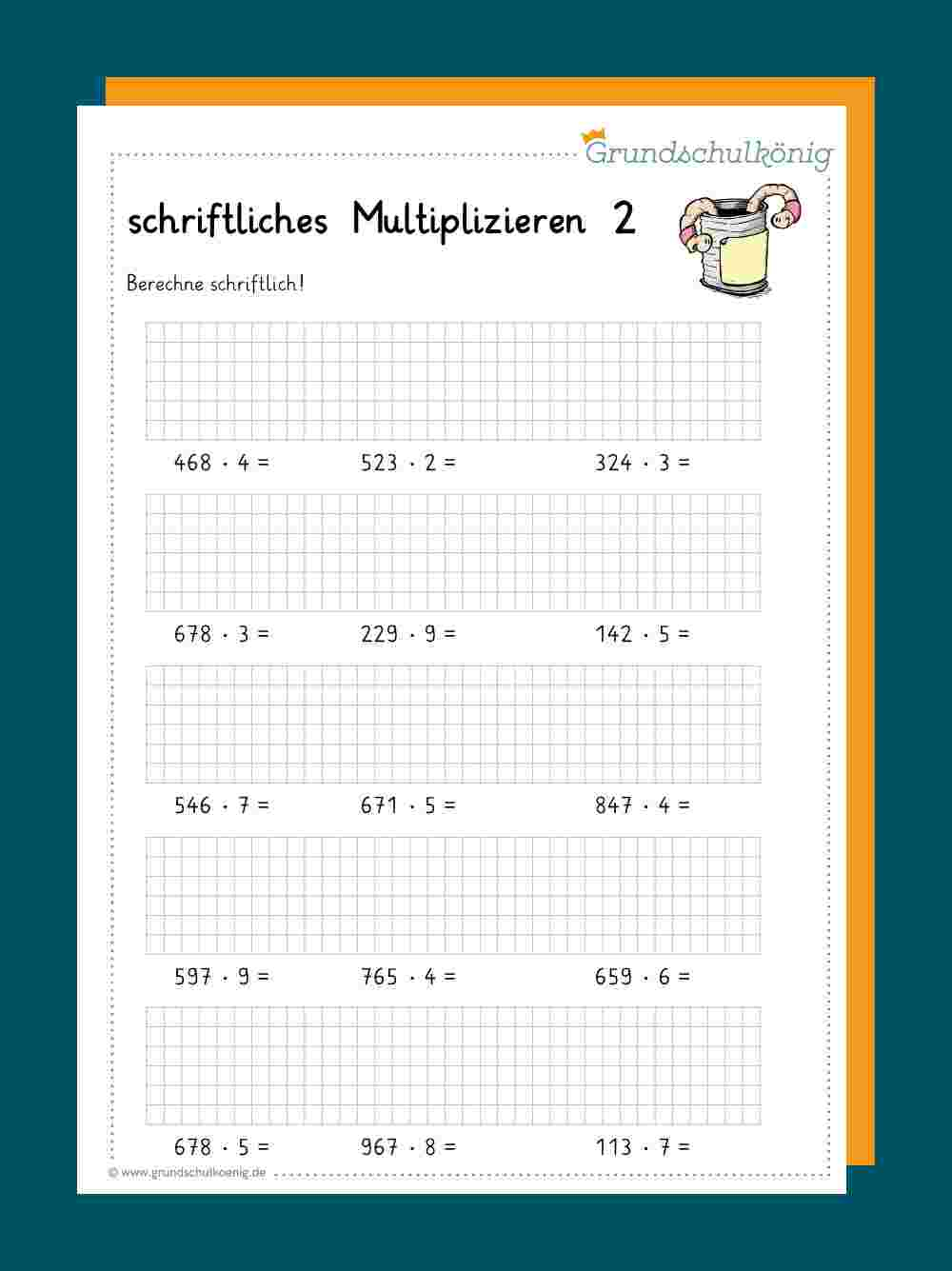 Schriftliches Multiplizieren bei Mathematik 4 Klasse Arbeitsblätter Kostenlos