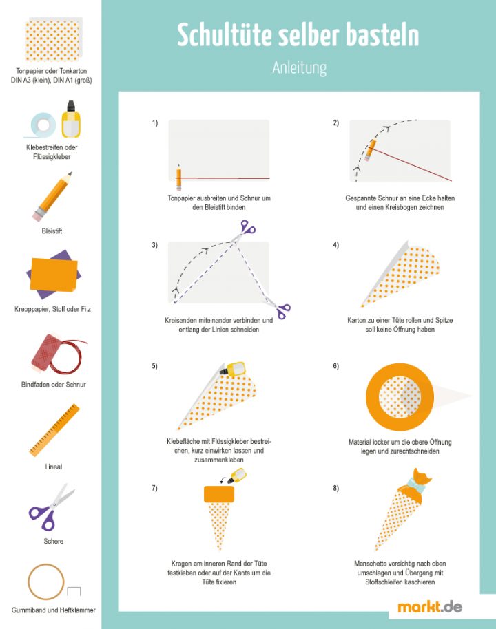 Schultüte Selber Basteln: So Geht's | Markt.de innen Schultüte Vorlage