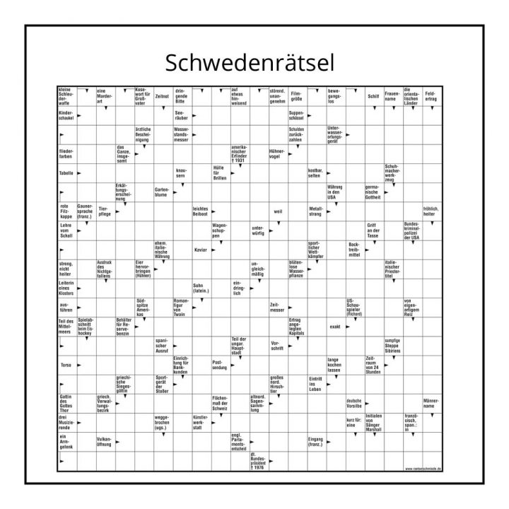 Schwedenrätsel - Rätsel Für Ihre Publikation Von Der in Schwedenrätsel Ausdrucken