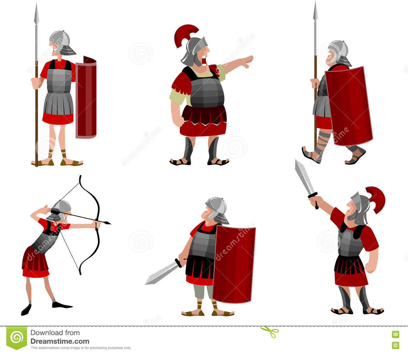 Sechs Römische Krieger Vektor Abbildung. Illustration Von für Römische Krieger