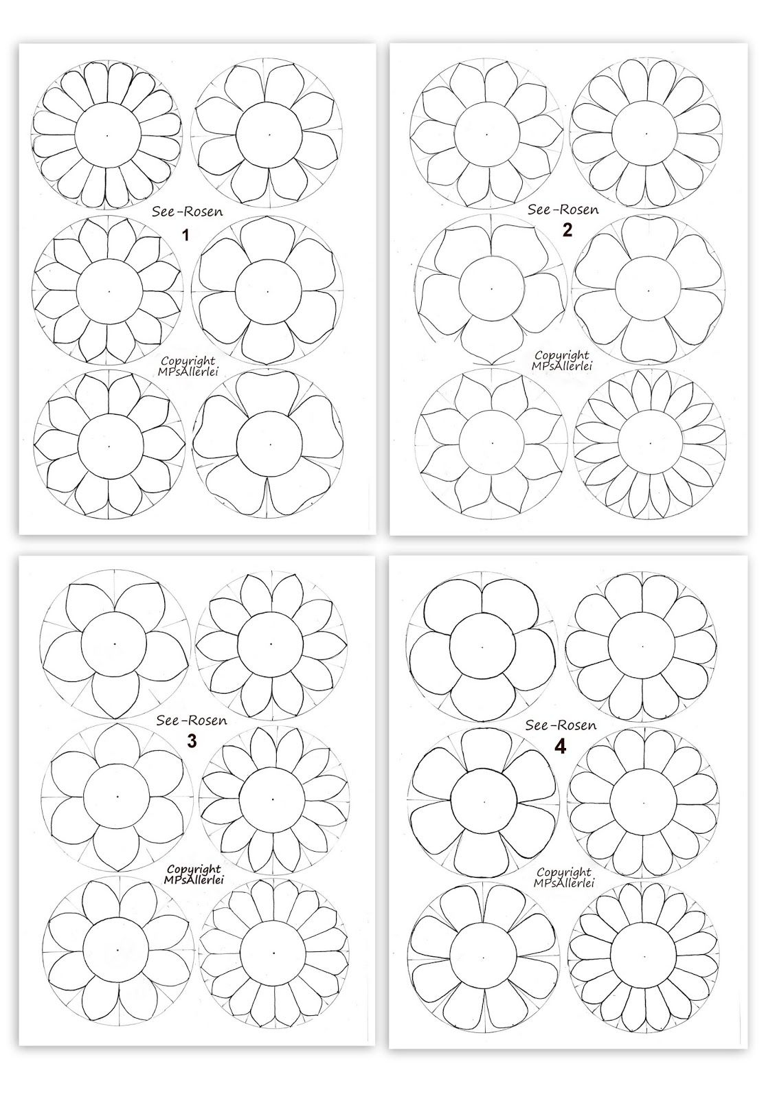 See-Rosen : Anleitung - Tipps - Ausdruckvorlagen bei Blumen Zum Ausschneiden