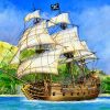 Segelschiff, Pirat, Meer, Insel, Kunstbild 2560X1600 Hd innen Segelschiff Pirat
