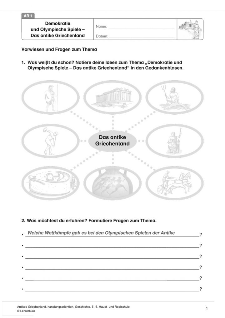 Sekundarstufe I Unterrichtsmaterial Geschichte Antike bestimmt für Das Antike Griechenland Unterrichtsmaterial