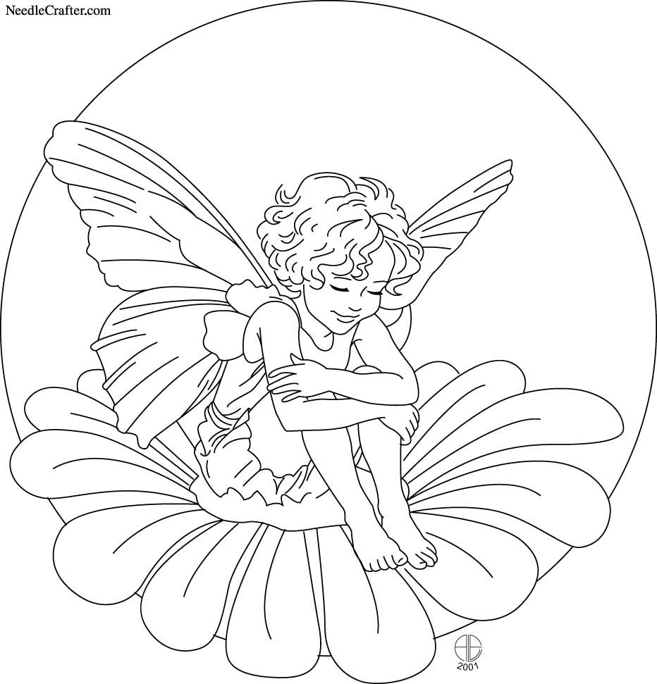 Sitting Flower Fairy (Mit Bildern) | Stickerei, Malvorlagen innen Feen Mandala
