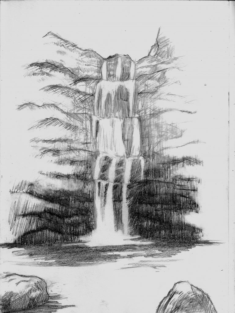 pencil easy waterfall drawing