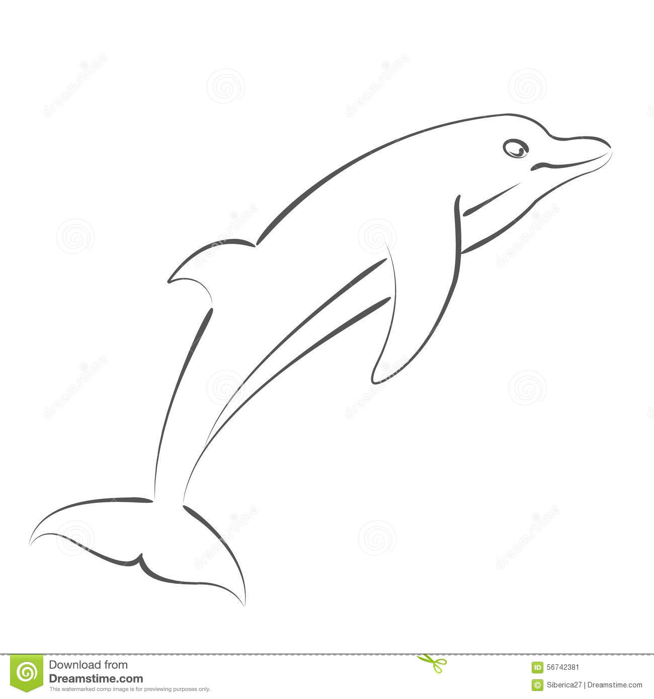 Skizzierter Delphin Stock Abbildung. Illustration Von bei Delfin Schablone