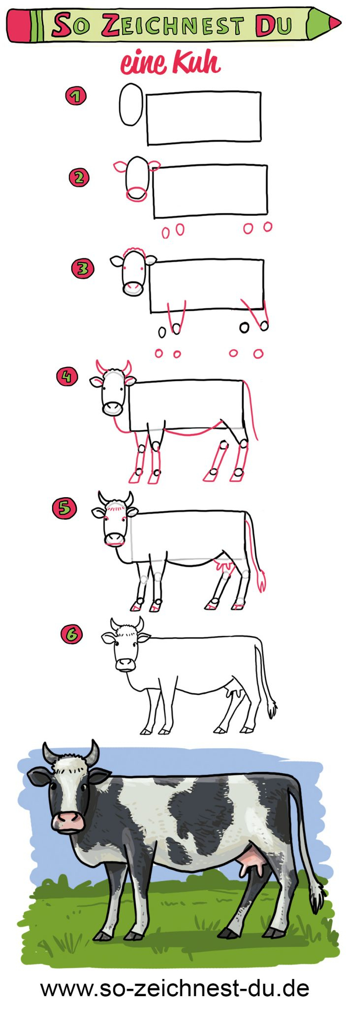 So Zeichnest Du Eine Kuh - Lerne Zeichnen In Wenigen Schritten für Kuh Malen