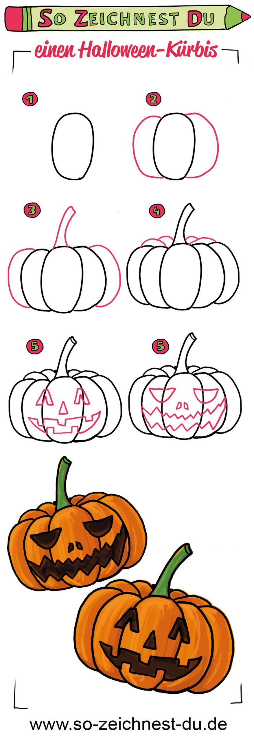 So Zeichnest Du Einen Halloween Kürbis. Mit Unserer mit Kürbisgesichter Malvorlagen